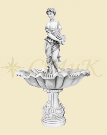 Фигурка (скульптура) фонтан марина на волнистой чаше нов большая из бетона